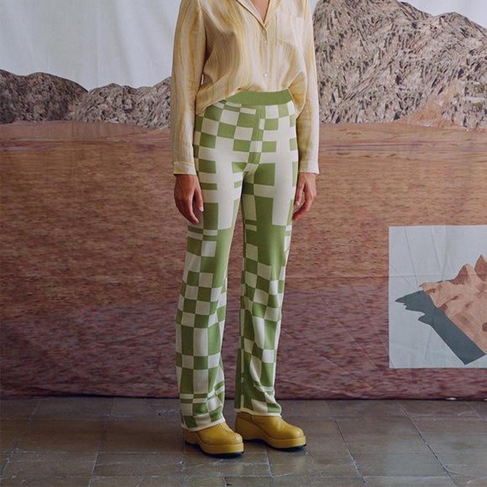 Paloma Wool Puerto Pants in green and cream Size Small